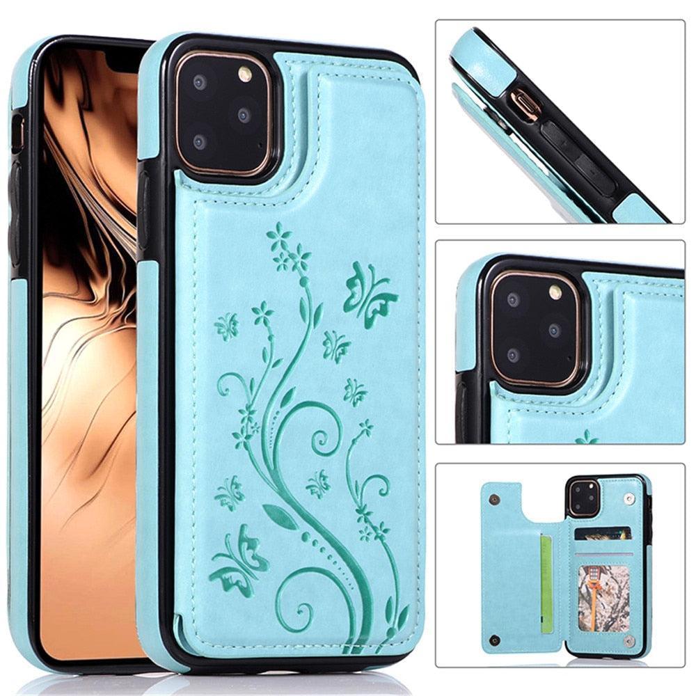 Étui de portefeuille en cuir de luxe pour iPhone 14/13/12 Pro
