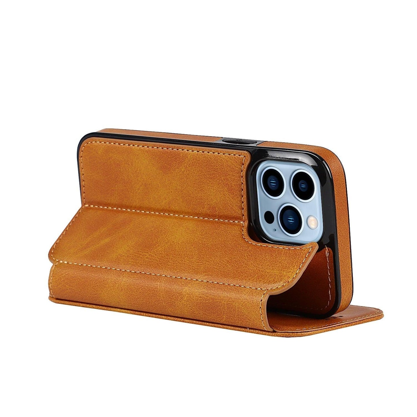 Coque en cuir premium à rabat pour iPhone 13/12/11 Pro Max