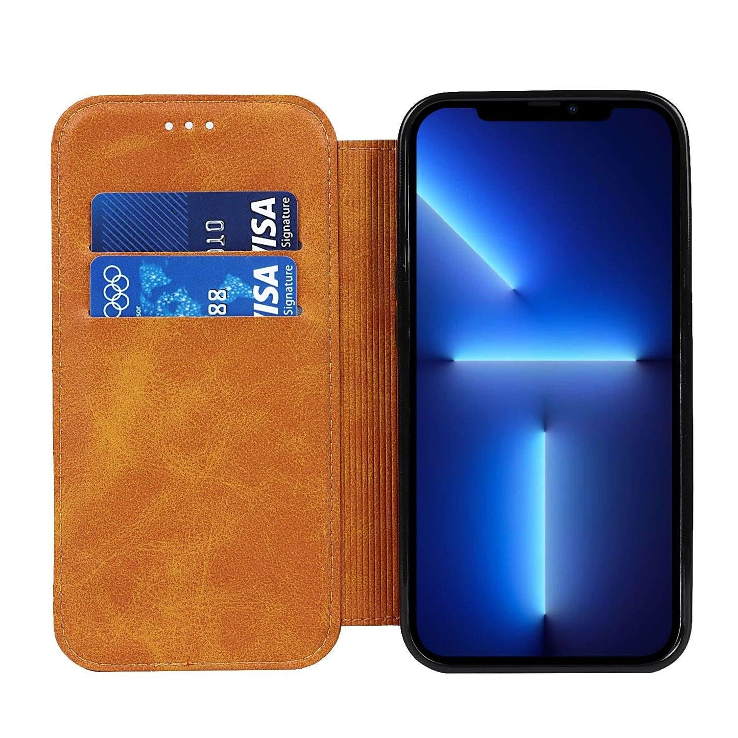 Coque en cuir premium à rabat pour iPhone 13/12/11 Pro Max