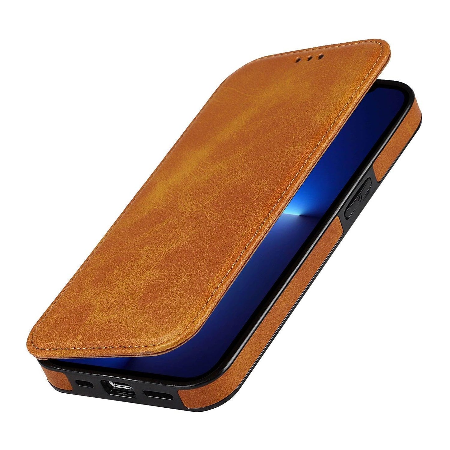 Coque en cuir premium à rabat pour iPhone 13/12/11 Pro Max