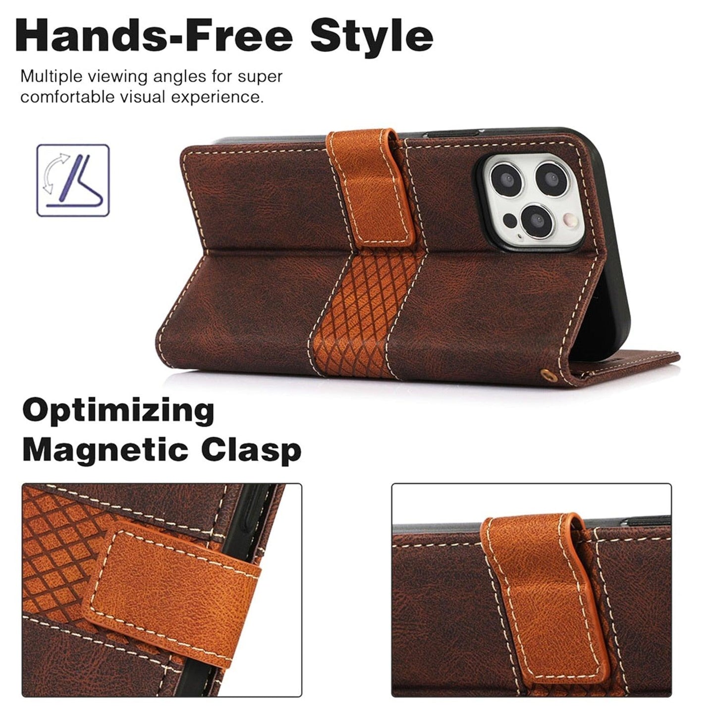 Étui à rabat magnétique en cuir de luxe pour la série iPhone