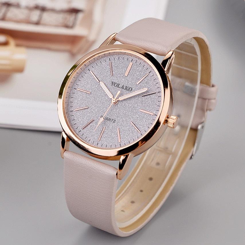 Montre à Quartz Élégante pour Femme avec Bracelet en Cuir de Luxe