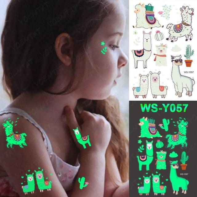 Glow-in-the-Dark Temporary Tattoo Stickers for Kids - Unicorns, Dinosaurs & More - Korvel
