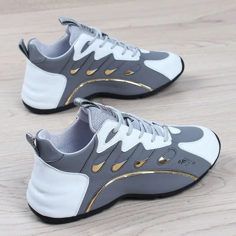 Luxury Men's Sneakers High Quality Leather Casual Shoes for Men Fashion All-match Sport Shoes Platform Comfor Men Running Shoes - Korvel