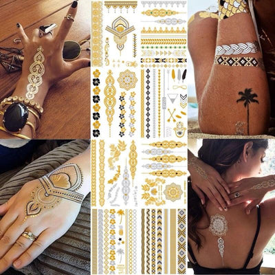 Luxury Metallic Gold Waterproof Temporary Tattoos
