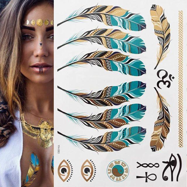 Tatuajes Temporales de Lujo en Metalizado Dorado Impermeables