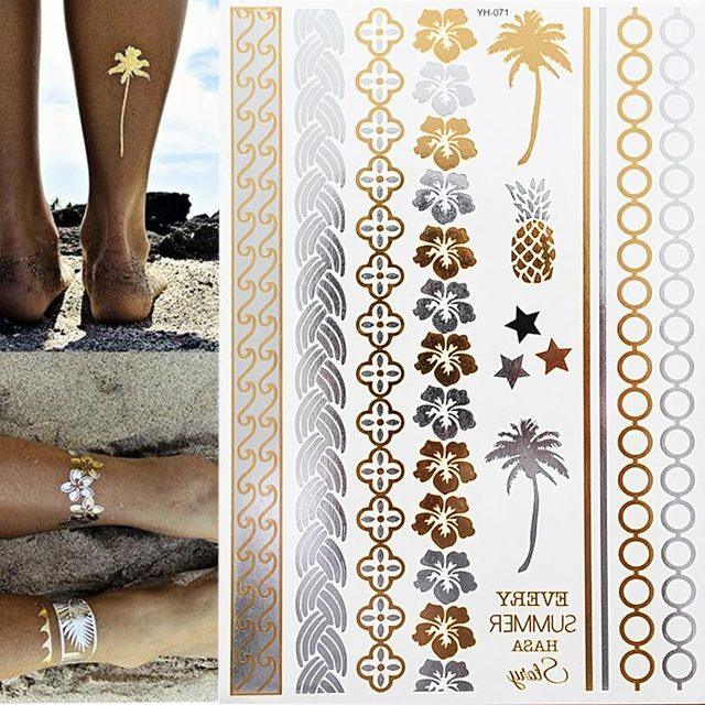 Tatuajes Temporales de Lujo en Metalizado Dorado Impermeables