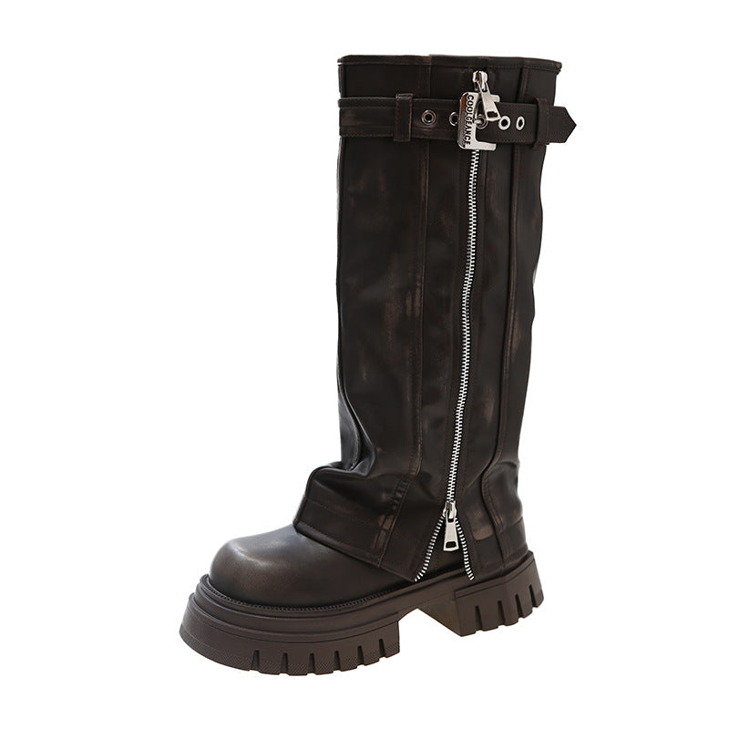 Botas de Plataforma Chunky Elegantes hasta la Rodilla para Mujeres