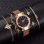 Luxury Rose Gold Starry Sky Dial Watch Set for Women