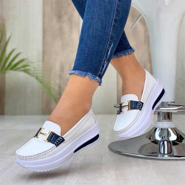 Baskets décontractées de luxe pour femmes - Chaussures plates lacées confortables