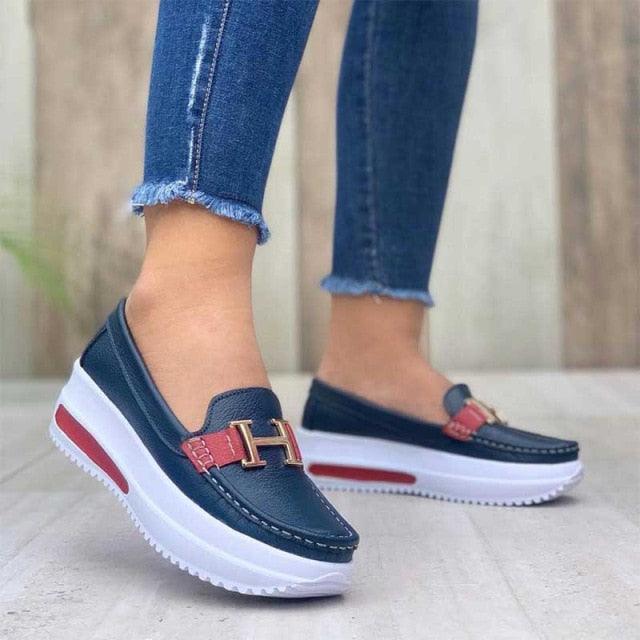 Baskets décontractées de luxe pour femmes - Chaussures plates lacées confortables