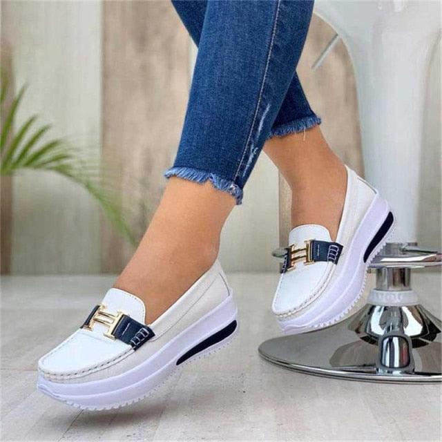 Baskets décontractées de luxe pour femmes - Chaussures plates lacées confortables