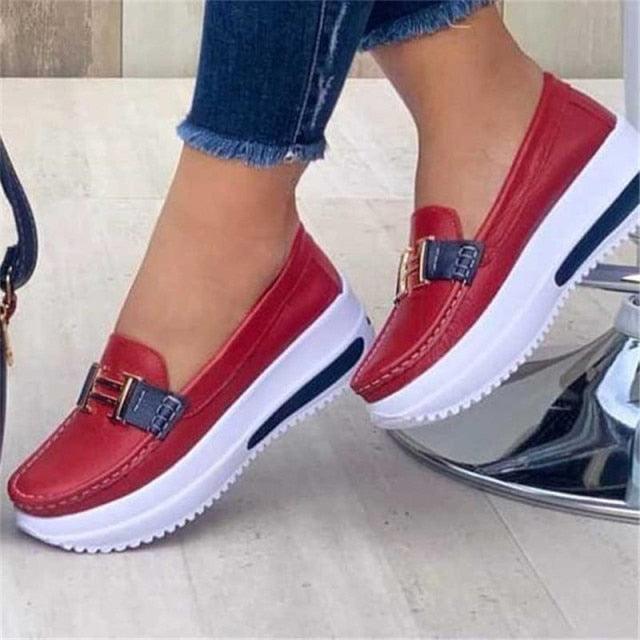 Baskets décontractées de luxe pour femmes - Chaussures plates lacées confortables