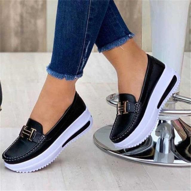 Baskets décontractées de luxe pour femmes - Chaussures plates lacées confortables