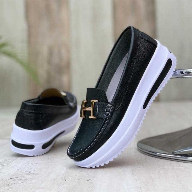 Baskets décontractées de luxe pour femmes - Chaussures plates lacées confortables