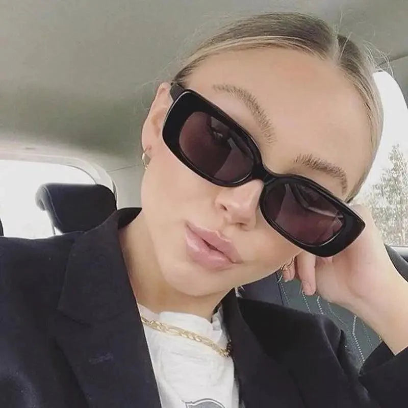 Luxury Retro Square Black Sunglasses for Women