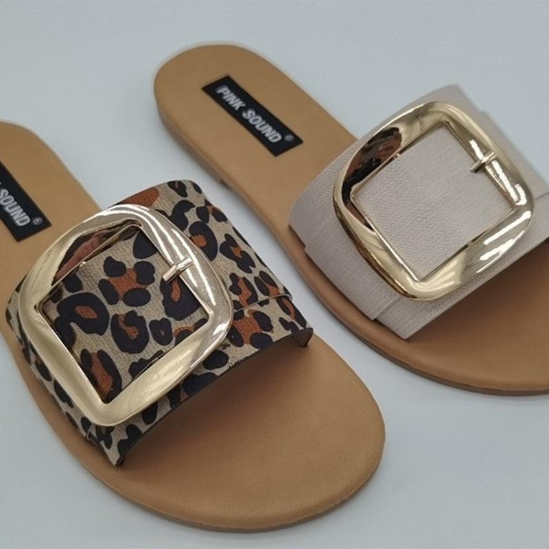 Sandalias de Verano para Mujer con Diseño de Leopardo de Lujo