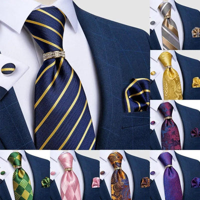 Elegant Silk Necktie and Cufflink Set for Men - Luxury Floral Design - Korvel