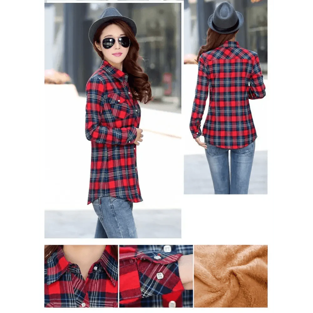 Chic Winter Plaid Jacket for Women - Cozy Velvet Style - Korvel