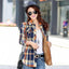 Chic Winter Plaid Jacket for Women - Cozy Velvet Style - Korvel