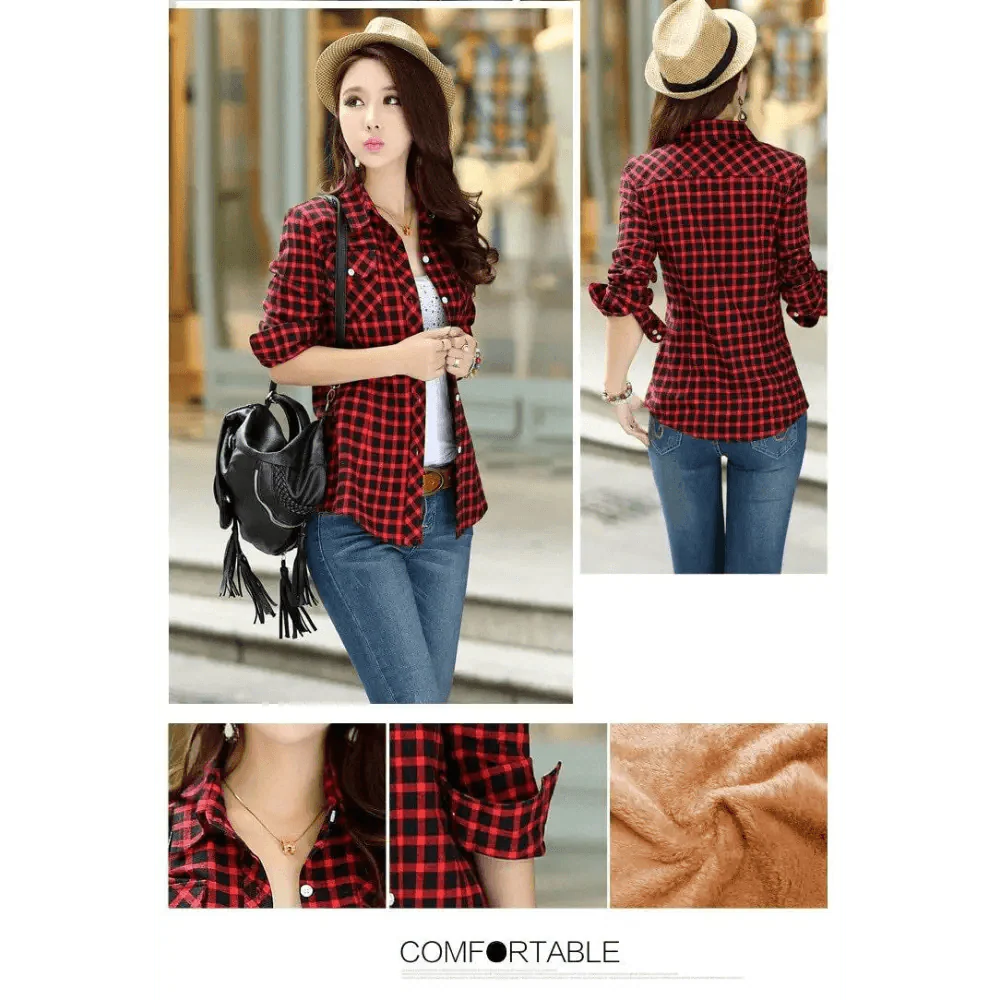 Chic Winter Plaid Jacket for Women - Cozy Velvet Style - Korvel