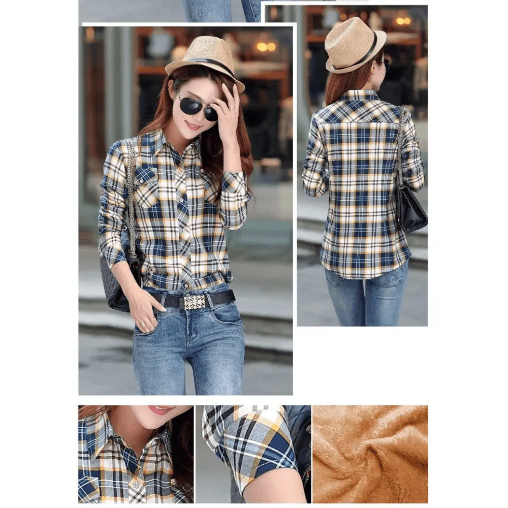 Chic Winter Plaid Jacket for Women - Cozy Velvet Style - Korvel