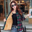 Chic Winter Plaid Jacket for Women - Cozy Velvet Style - Korvel