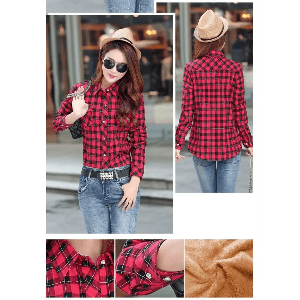 Chic Winter Plaid Jacket for Women - Cozy Velvet Style - Korvel
