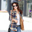 Chic Winter Plaid Jacket for Women - Cozy Velvet Style - Korvel