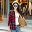 Chic Winter Plaid Jacket for Women - Cozy Velvet Style - Korvel