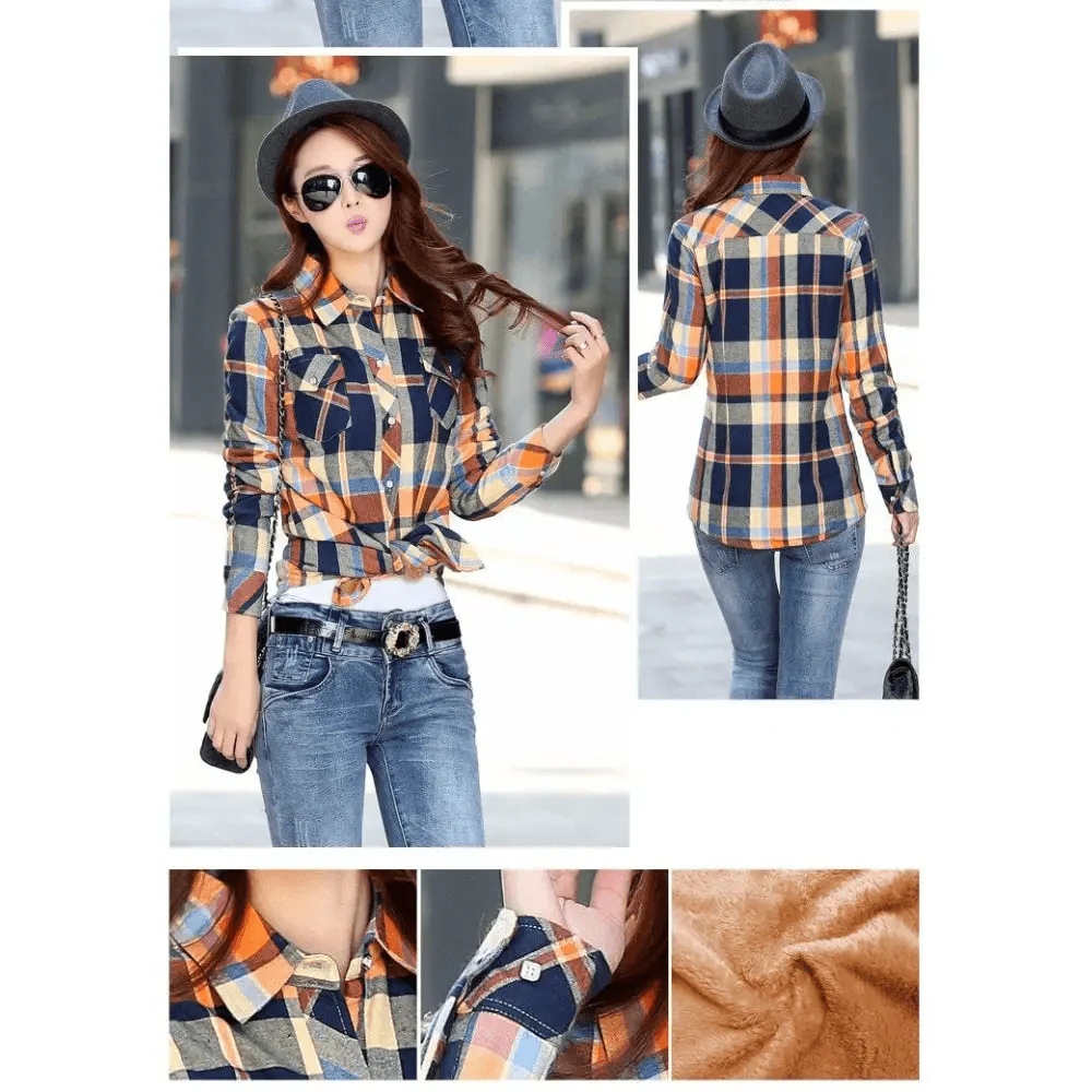 Chic Winter Plaid Jacket for Women - Cozy Velvet Style - Korvel