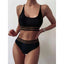 Ensemble de bikini noir taille haute de luxe pour femmes
