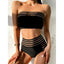 Ensemble de bikini noir taille haute de luxe pour femmes