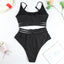 Ensemble de bikini noir taille haute de luxe pour femmes
