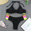 Ensemble de bikini noir taille haute de luxe pour femmes