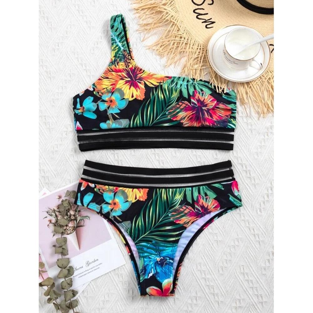 Ensemble de bikini noir taille haute de luxe pour femmes