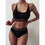Ensemble de bikini noir taille haute de luxe pour femmes