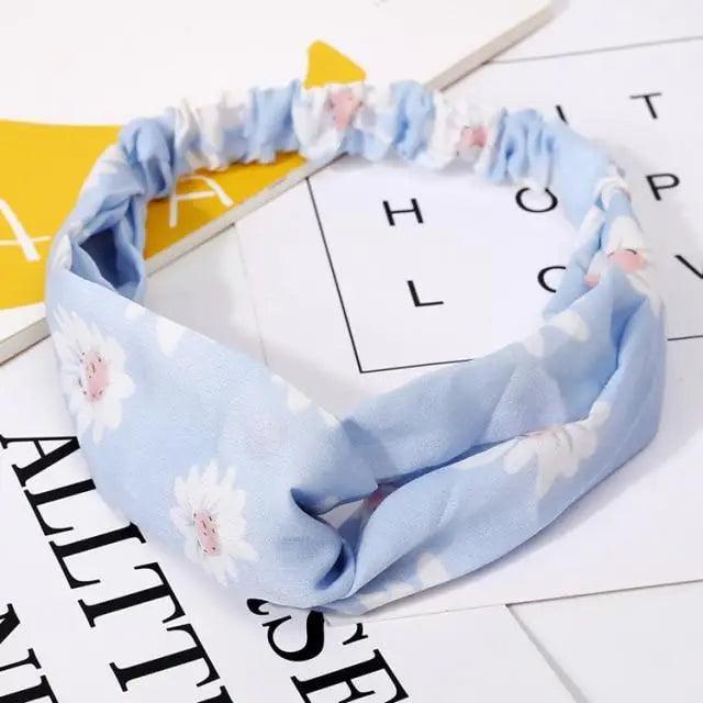 Chic Vintage Floral Knot Headband for Women - Soft Elastic Hair Accessory - Korvel