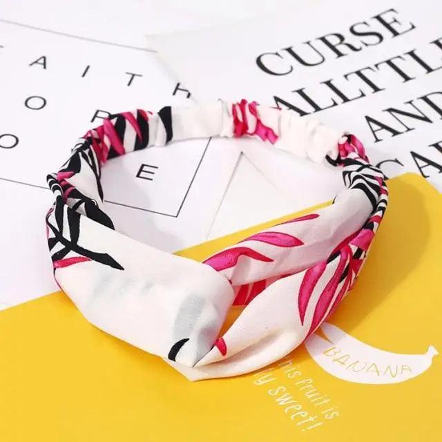 Chic Vintage Floral Knot Headband for Women - Soft Elastic Hair Accessory - Korvel