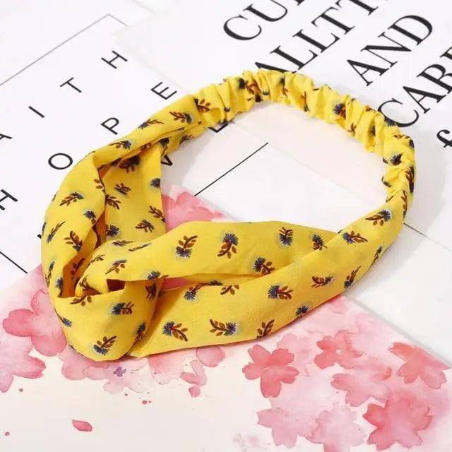 Chic Vintage Floral Knot Headband for Women - Soft Elastic Hair Accessory - Korvel