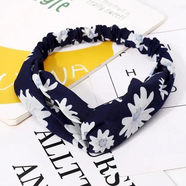 Chic Vintage Floral Knot Headband for Women - Soft Elastic Hair Accessory - Korvel
