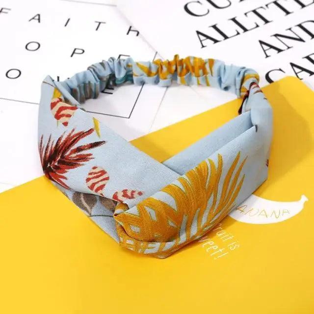 Chic Vintage Floral Knot Headband for Women - Soft Elastic Hair Accessory - Korvel