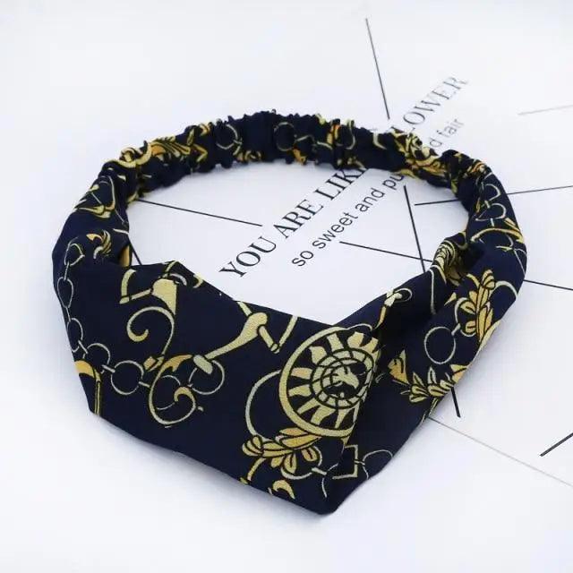Chic Vintage Floral Knot Headband for Women - Soft Elastic Hair Accessory - Korvel