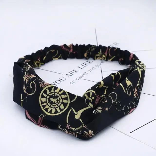 Chic Vintage Floral Knot Headband for Women - Soft Elastic Hair Accessory - Korvel
