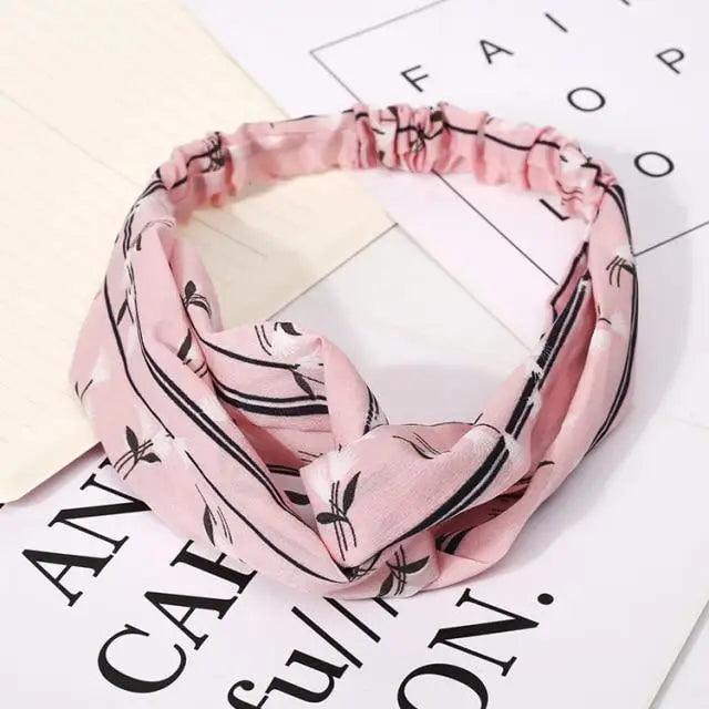 Chic Vintage Floral Knot Headband for Women - Soft Elastic Hair Accessory - Korvel