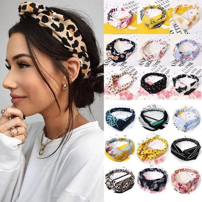 Chic Vintage Floral Knot Headband for Women - Soft Elastic Hair Accessory - Korvel