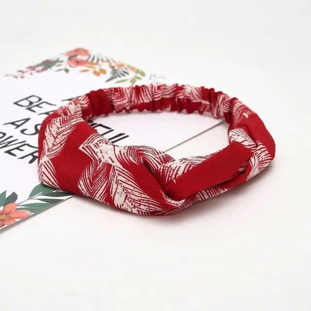 Chic Vintage Floral Knot Headband for Women - Soft Elastic Hair Accessory - Korvel