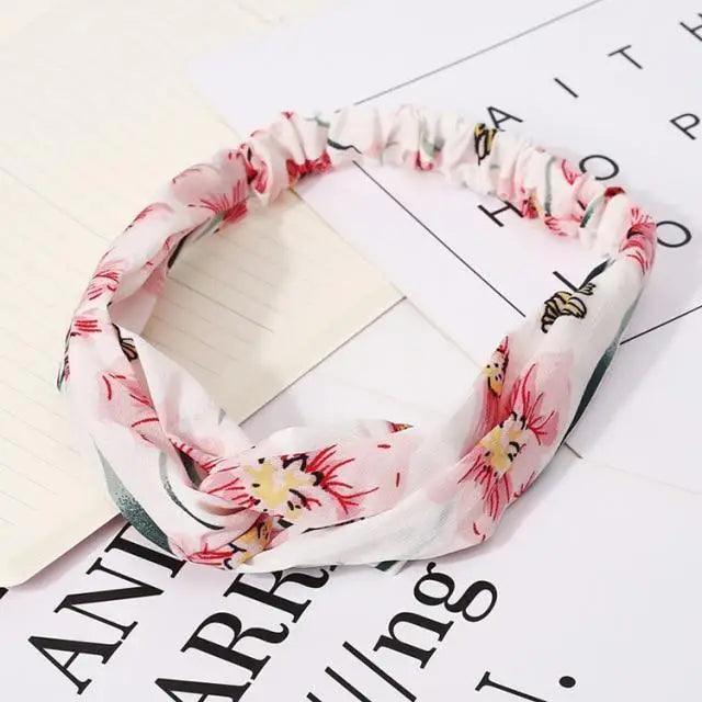 Chic Vintage Floral Knot Headband for Women - Soft Elastic Hair Accessory - Korvel