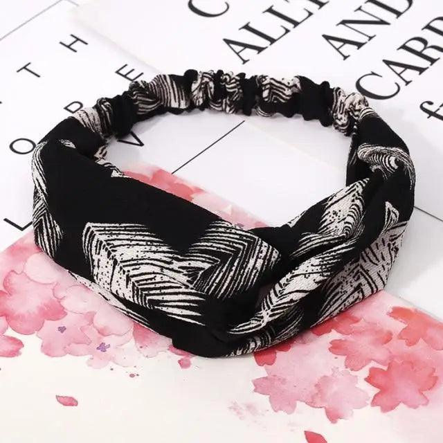 Chic Vintage Floral Knot Headband for Women - Soft Elastic Hair Accessory - Korvel