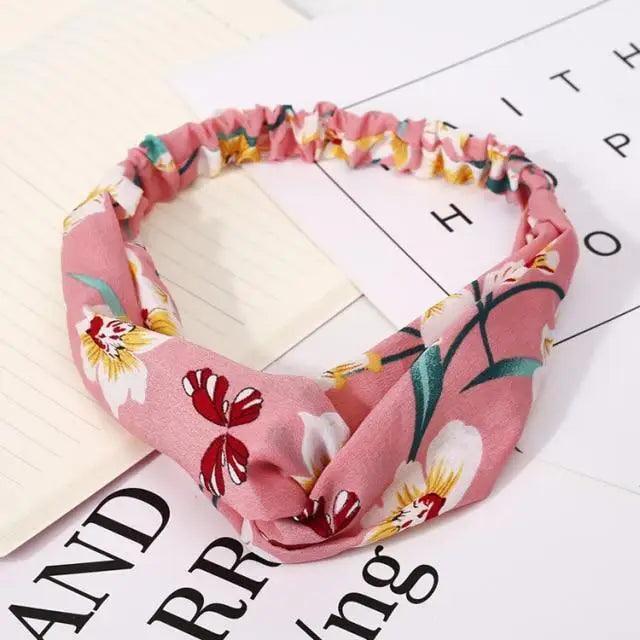 Chic Vintage Floral Knot Headband for Women - Soft Elastic Hair Accessory - Korvel
